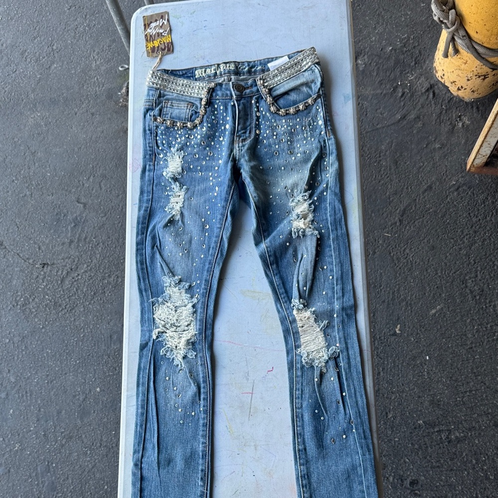 Vintage Y2K Deadstock Skinny’s Embellished Crystals Size 1 or 26